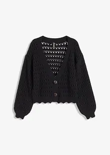 Cardigan  i ren bomull med hullmønster, bonprix