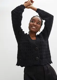 Cardigan  i ren bomull med hullmønster, bonprix