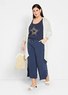 Lang strikkejakke med hullmønster, bonprix