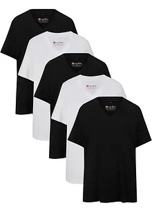 Vid lang topp med V-utringning, kort arm (5-pack), bonprix