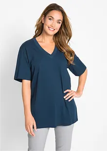 Vid lang topp med V-utringning, kort arm (5-pack), bonprix