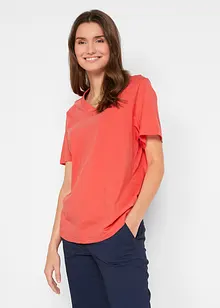 Vid lang topp med V-utringning, kort arm (5-pack), bonprix