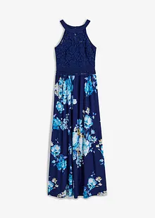Maxikjole med blomsterprint og blonde, bonprix