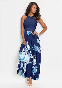 Maxikjole med blomsterprint og blonde, bonprix