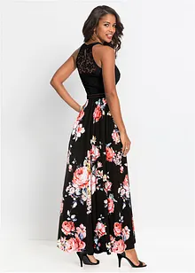 Maxikjole med blomsterprint og blonde, bonprix