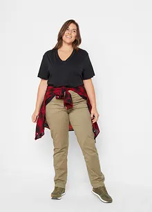 Vid, lang topp med V-hals, kortermet (5-pack), bonprix