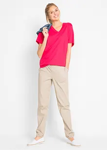 Vid, lang topp med V-hals, kortermet (5-pack), bonprix