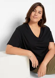 Vid, lang topp med V-hals, kortermet (5-pack), bonprix