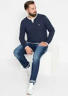 Langermet topp med innfelling på kantene (2-pack), bonprix