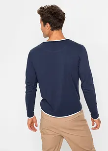 Langermet topp med innfelling på kantene (2-pack), bonprix