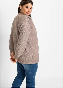 Oversized genser med knapper, bonprix