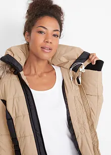 Lang jakke i vannavvisende materiale med fuskepels, bonprix