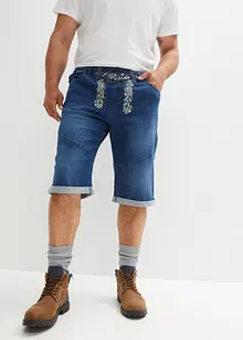 Stretch-jeansbermuda med broderi, Regular Fit, bonprix