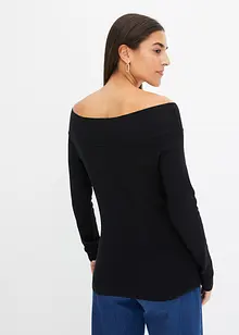 Ribbet Off Shoulder-genser, bonprix