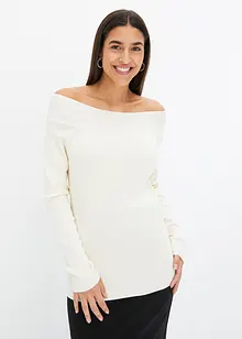 Ribbet Off Shoulder-genser, bonprix