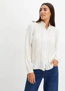 Bluse med hullbroderi, bonprix