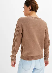 Strikket genser med Cable Knit, bonprix