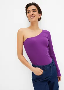 Ribbet topp med One Shoulder, bonprix