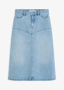 Midi-jeansskjørt med A-fasong, bonprix