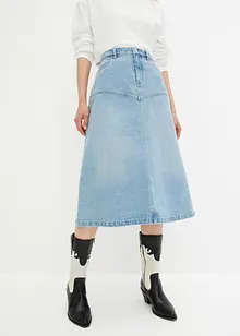 Midi-jeansskjørt med A-fasong, bonprix