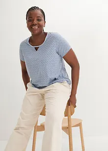 Topp med strikk i falden, kortermet, bonprix