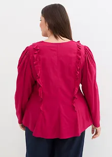 Bluse med volanger av lett viskose, bonprix