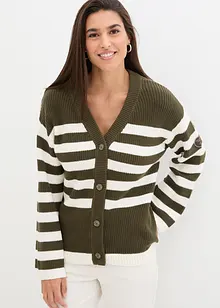 Stripet cardigan av bomull, bonprix