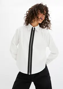 Poplin-bluse med glidelås, bonprix