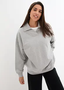 Sweatshirt med V-hals og polo-krage, bonprix