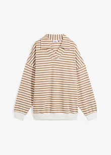 Sweatshirt med V-hals og polo-krage, bonprix