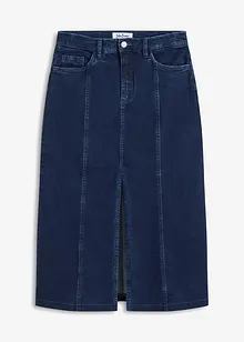 Midi-jeansskjørt med splitt, bonprix