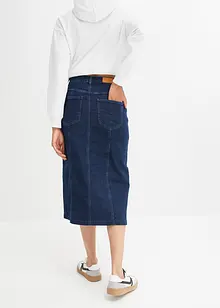 Midi-jeansskjørt med splitt, bonprix