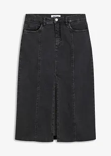 Midi-jeansskjørt med splitt, bonprix