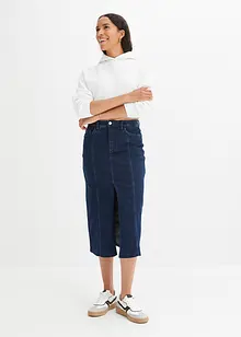 Midi-jeansskjørt med splitt, bonprix