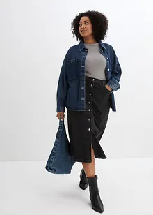 Midi-jeansskjørt med knappestolpe, bonprix