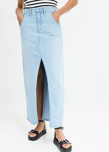 Maxi-jeansskjørt med splitt, bonprix