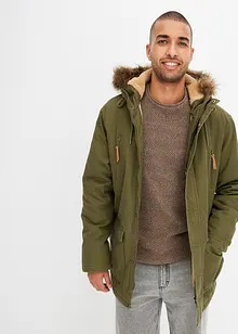 Parkas med hette med pels, bonprix