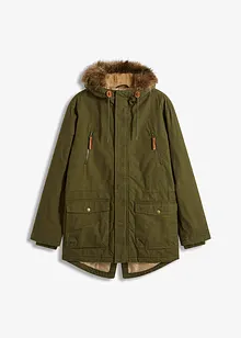 Parkas med hette med pels, bonprix