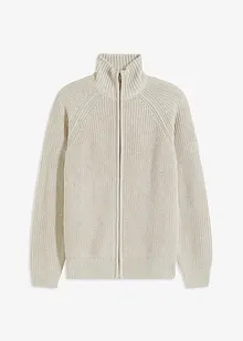 Ribbestrikket cardigan med bomull, bonprix