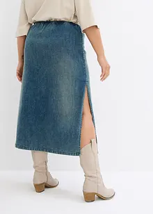 Jeansskjørt med stretch, langt, bonprix