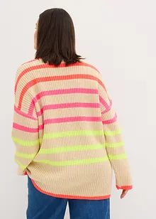 Oversized genser med neonstriper, bonprix