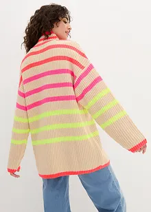 Oversized genser med neonstriper, bonprix