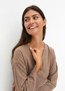 Mykt ribbet loungewear kosedress med vide ben, bonprix