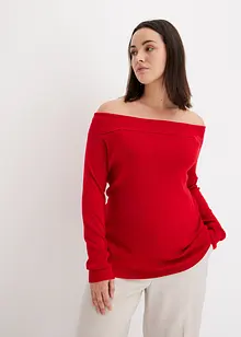 Ribbet Off Shoulder-genser, bonprix