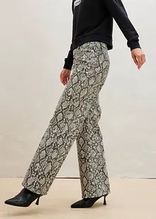 Wide Leg-bukse med slange-print, bonprix