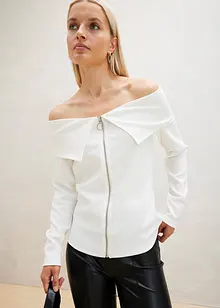 Off shoulder-topp med glidelås, bonprix