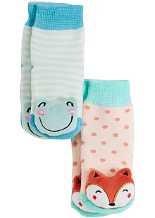 Babysokker med rangle i økologisk bomull (2-pack), bonprix