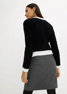 Kort bouclé-cardigan i ull, bonprix