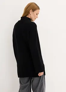 Lang finstrikket genser i viskosemiks med splitter i siden, bonprix