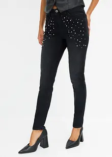 Skinny jeans med perle-applikasjon, bonprix